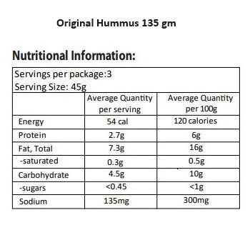 Original Hummus Pouch of 135 gm