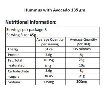 Hummus with Avocado Pouch of 135 gm